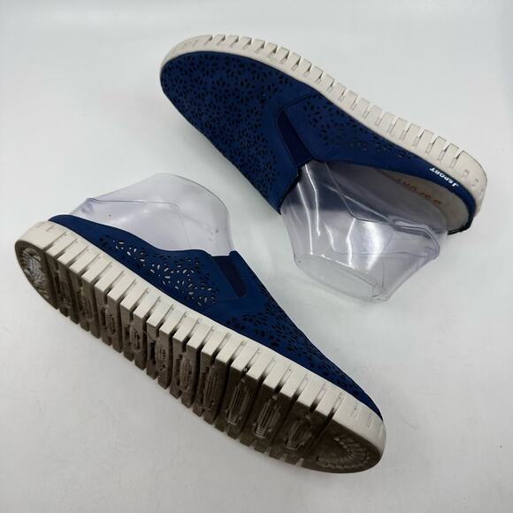 Jsport Floral Slip On Mule Women's 9M Navy Blue Perforated Comfort Shoes Pull On - Picture 6 of 8